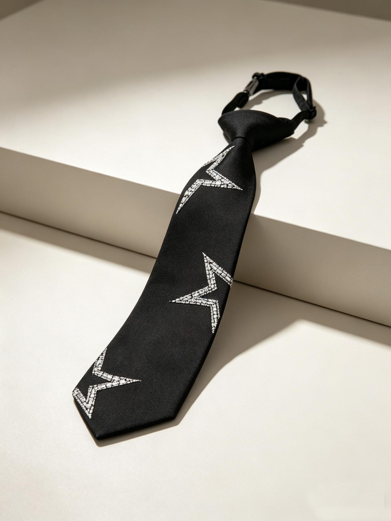 Bow Tie Pre Tied - Vorgefertigte Stern-Pailletten-Krawatte, Verstellbare Fliege, Unisex, Geeignet